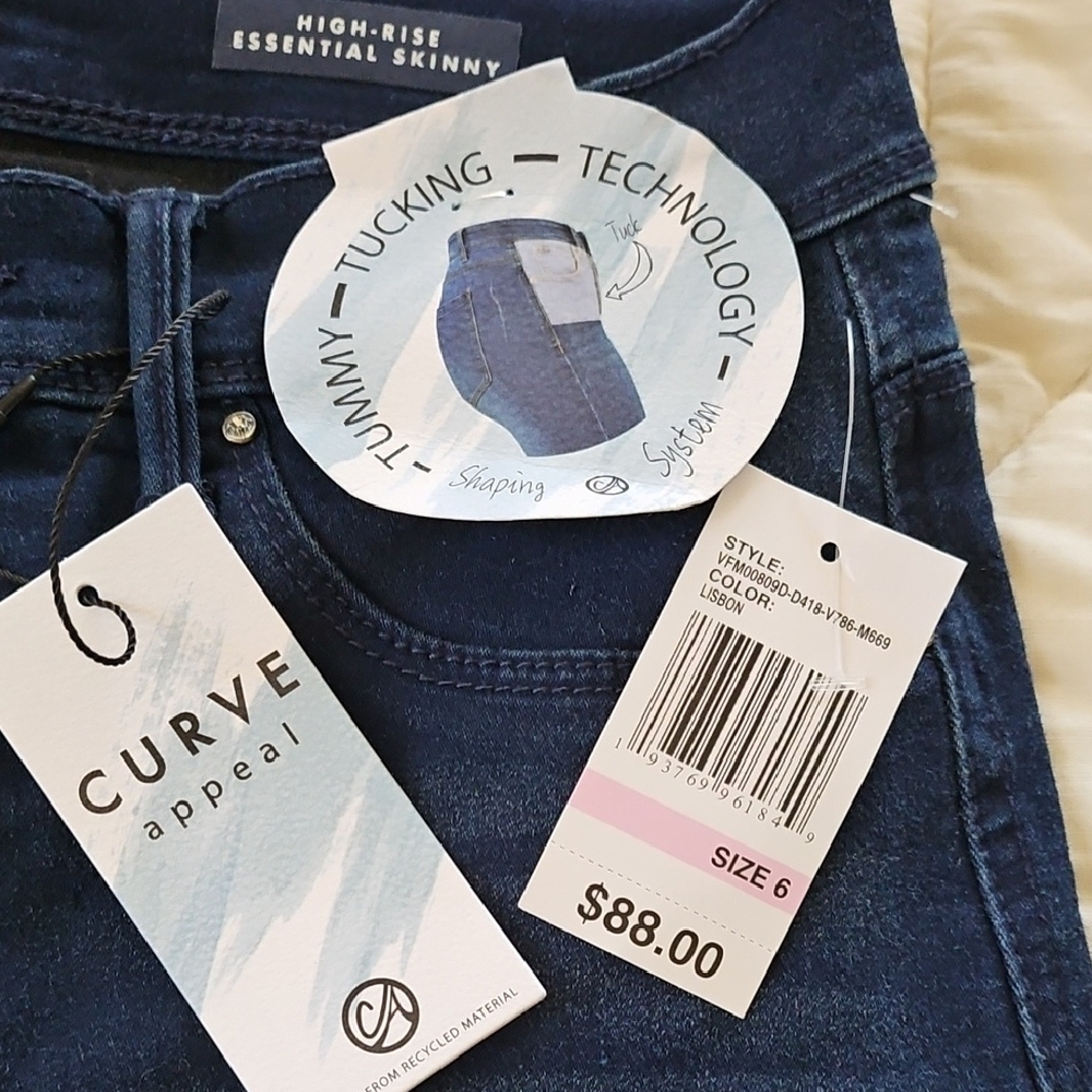 Curve Appeal High Rise Essential Skinny Jeans With Rhinestone Snap Ankles - Picture 9 of 12